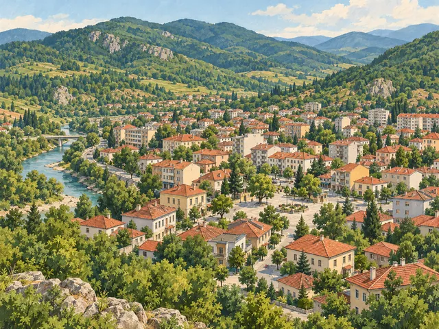 Cebel bölgesi için yerleşim ve tepeler illüstrasyonu